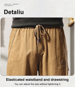Calça casual de algodão reto masculino, multi bolsos, macacão tático militar - comprar online