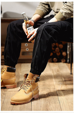 Imagem do Calça casual de algodão reto masculino, multi bolsos, macacão tático militar