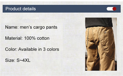 Calça casual de algodão reto masculino, multi bolsos, macacão tático militar - comprar online