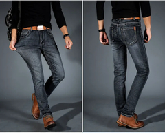 Imagem do Homens de negócios Jeans Casual Straight Stretch Moda Clássico Azul Preto Trab