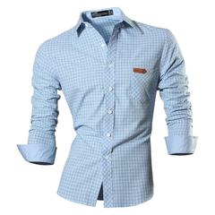 Jeansian-camisa de manga comprida masculina, vestido casual, elegante, design de - EnRicos