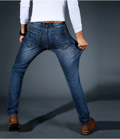 Imagem do Homens de negócios Jeans Casual Straight Stretch Moda Clássico Azul Preto Trab