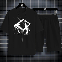 Fato esportivo de manga curta para homens, padrão estampado engraçado, moda ge - comprar online