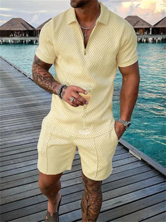 Conjunto de camisa polo e shorts masculino de manga curta, camiseta de rua, roup na internet