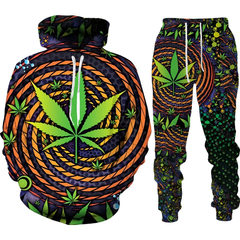 Conjunto de camisola com capuz estampado em 3D vegetal venenoso masculino, roupa na internet