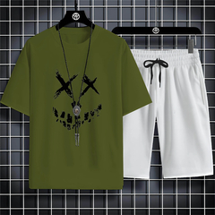 Imagem do Fato esportivo de manga curta para homens, padrão estampado engraçado, moda ge