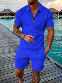 Conjunto de camisa polo e shorts masculino de manga curta, camiseta de rua, roup - EnRicos