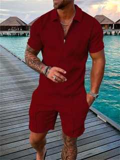 Imagem do Conjunto de camisa polo e shorts masculino de manga curta, camiseta de rua, roup