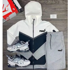 Conjunto com capuz e calça esportiva masculina, terno lazer, outono e inverno, na internet