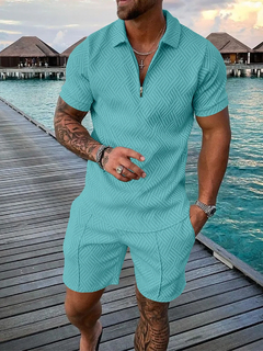 Conjunto de camisa polo e shorts masculino de manga curta, camiseta de rua, roup - EnRicos