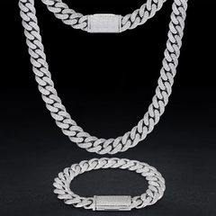 S925 Colar de Corrente Cubana em Prata Esterlina para Homens VVS Link Moissanite