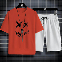 Imagem do Fato esportivo de manga curta para homens, padrão estampado engraçado, moda ge