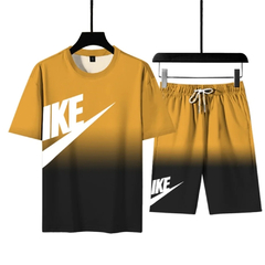 Conjunto esportivo com estampa 3D grande para homens, camiseta estilo rua para f na internet