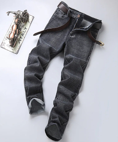 Homens de negócios Jeans Casual Straight Stretch Moda Clássico Azul Preto Trab