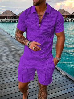 Conjunto de camisa polo e shorts masculino de manga curta, camiseta de rua, roup - EnRicos