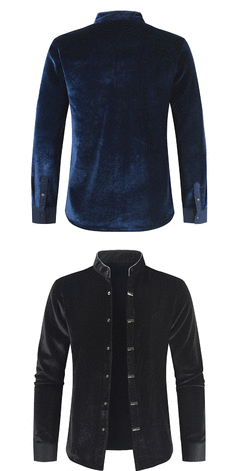 Camisa de botão quente de pelúcia manga comprida masculina, vestido de rua, ca