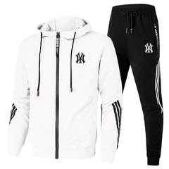 Conjunto de 2 peças de treino masculino, cardigan com zíper, jaqueta, moletom, - EnRicos