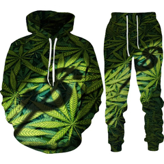 Conjunto de camisola com capuz estampado em 3D vegetal venenoso masculino, roupa - EnRicos