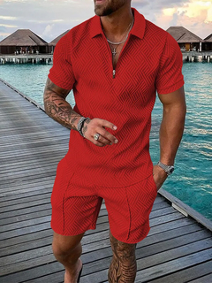 Conjunto de camisa polo e shorts masculino de manga curta, camiseta de rua, roup
