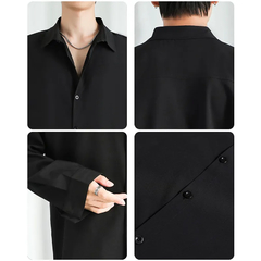 Imagem do Camisa masculina de manga comprida monocromática, blusas confortáveis, casual