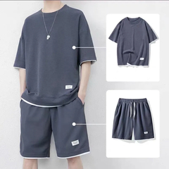 Camisetas e Shorts masculinos de verão com o pescoço, moda elegante na altura - EnRicos