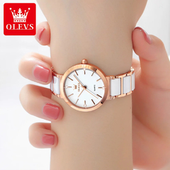 Imagem do OLEVS-Relógio de pulso de quartzo impermeável feminino, elegante relógio puls