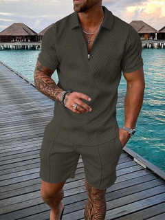 Conjunto de camisa polo e shorts masculino de manga curta, camiseta de rua, roup - loja online
