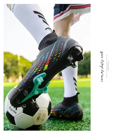 Botas multicoloridas de tornozelo para homens, sapatos de futebol, grama esporti - comprar online