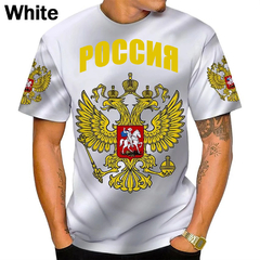 Imagem do Camiseta de águia vintage masculina da Rússia com estampa 3D, camiseta casual