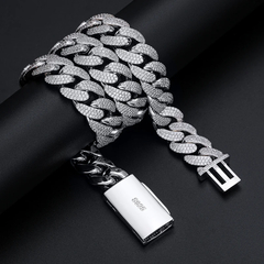 Imagem do S925 Colar de Corrente Cubana em Prata Esterlina para Homens VVS Link Moissanite