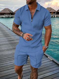 Imagem do Conjunto de camisa polo e shorts masculino de manga curta, camiseta de rua, roup