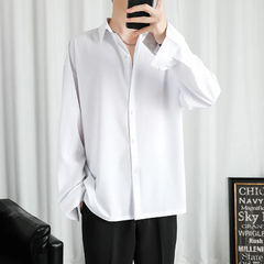 Camisa masculina de manga comprida monocromática, blusas confortáveis, casual na internet
