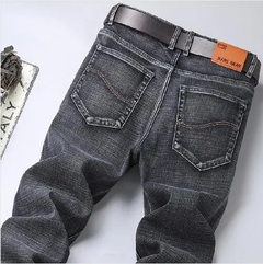 Imagem do Homens de negócios Jeans Casual Straight Stretch Moda Clássico Azul Preto Trab