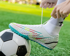 Botas multicoloridas de tornozelo para homens, sapatos de futebol, grama esporti - loja online