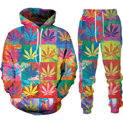 Conjunto de camisola com capuz estampado em 3D vegetal venenoso masculino, roupa - EnRicos
