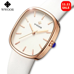 WWOOR 2023 Mulheres Relógio Moda Couro Quartzo Pulseira Relógio Top Marca De L