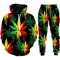 Conjunto de camisola com capuz estampado em 3D vegetal venenoso masculino, roupa