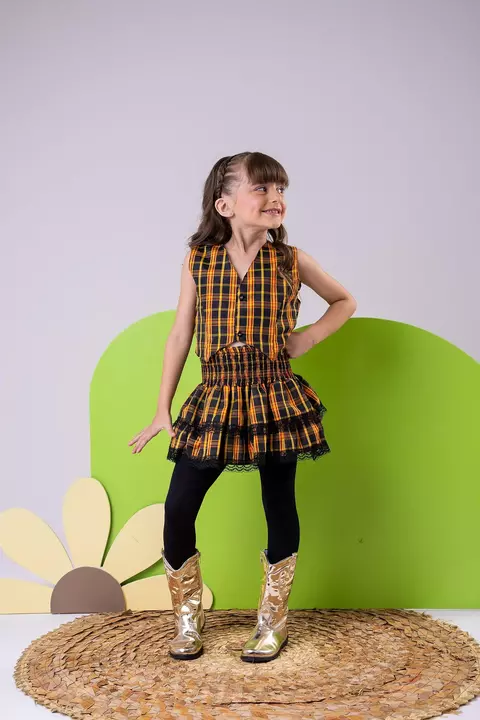 Conjunto Junino Melissa Xadrez Amarelo - comprar online
