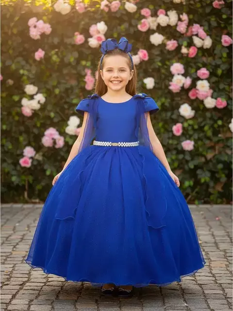 Vestido Longo Diamante Azul Royal - comprar online