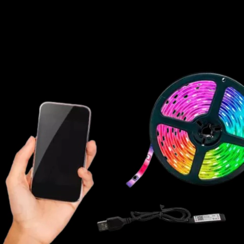 Fita Led Rgb Controle Via App Celular 5 Metros 5v USB