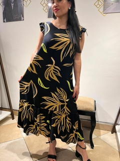 VESTIDO LARGO ESTAMPADO DE FIBRANA