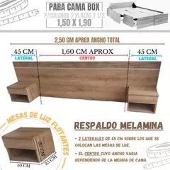 Respaldo de Melamina con mesas de luz - comprar online