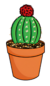 Vaso de Cacto com Flor Vermelha