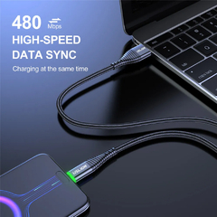 USLION-LED 3A Tipo C Cabo Micro USB, Cabo de carregamento flash - loja online