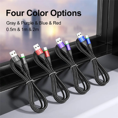 USLION-LED 3A Tipo C Cabo Micro USB, Cabo de carregamento flash - loja online