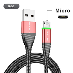 USLION-LED 3A Tipo C Cabo Micro USB, Cabo de carregamento flash na internet