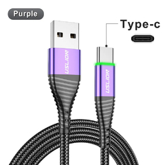 USLION-LED 3A Tipo C Cabo Micro USB, Cabo de carregamento flash na internet
