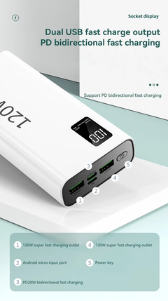 Carregador Portátil Xiaomi- Alta Potência e Alta Capacidade, 30000mAh, 120W, Carregamento na internet