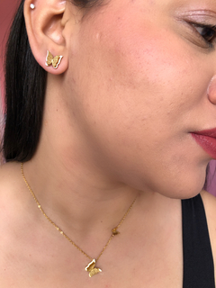 Conjunto de Colar e Brinco Borboleta Dourado - Lana Izidoro Moda e Acessórios