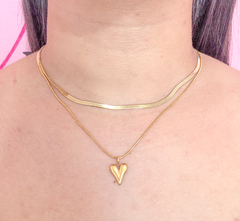 Colar Duplo Coração Dourado - comprar online